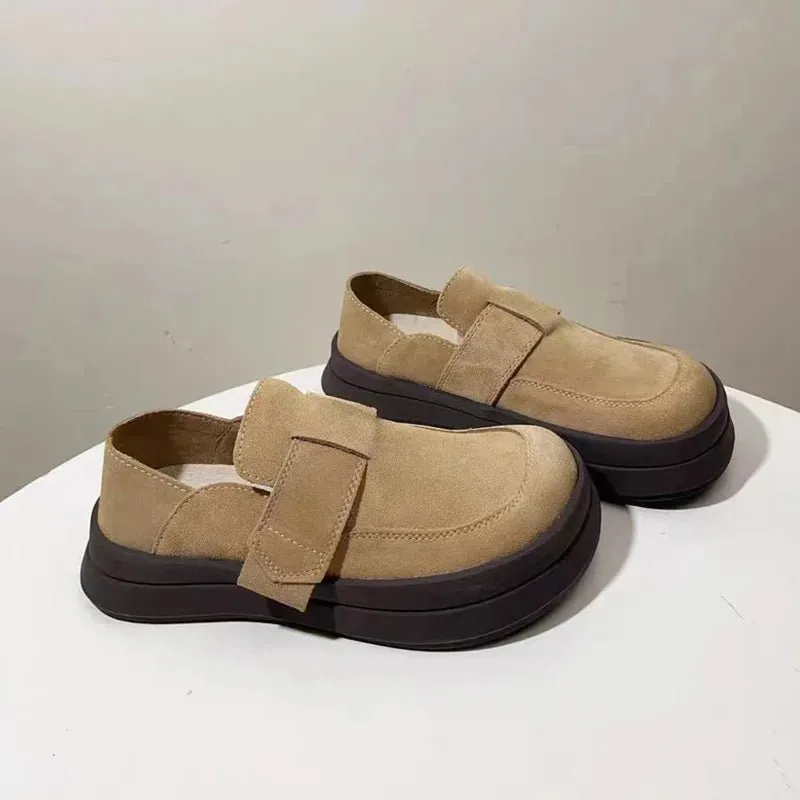 French Style Chunky Slip On Causal Shoes Comfortable Women's Loafer