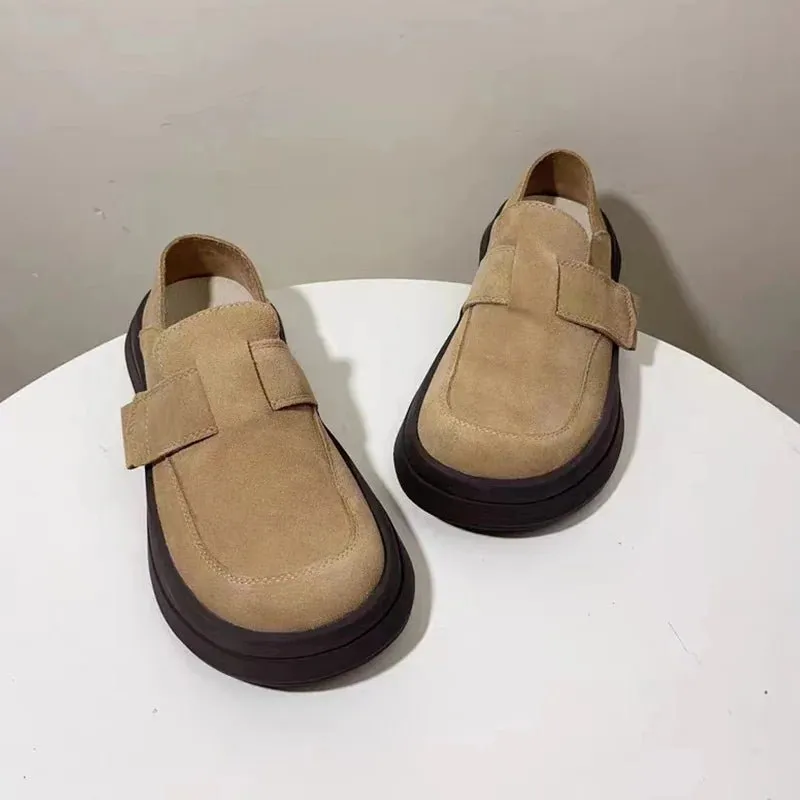 French Style Chunky Slip On Causal Shoes Comfortable Women's Loafer