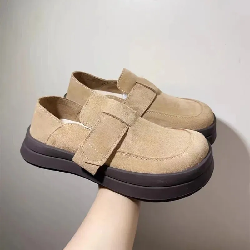 French Style Chunky Slip On Causal Shoes Comfortable Women's Loafer