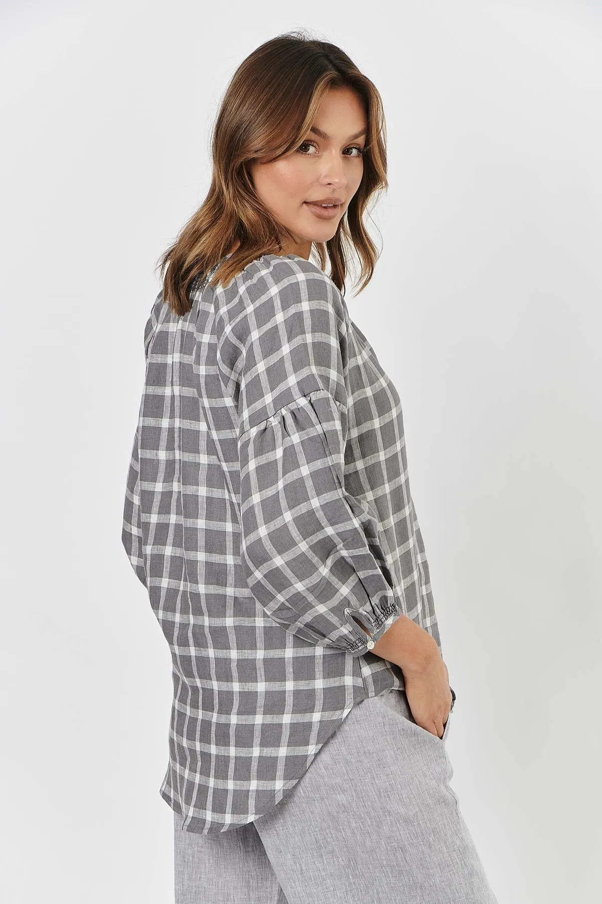 GA412 Linen Blouse - Gargoyle