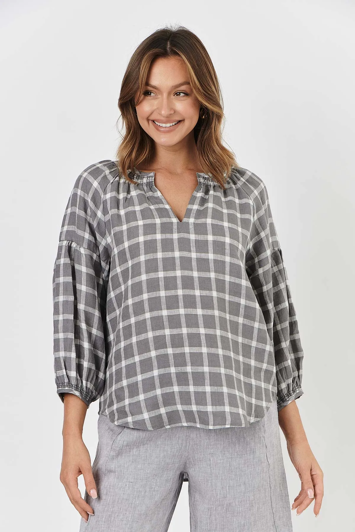 GA412 Linen Blouse - Gargoyle