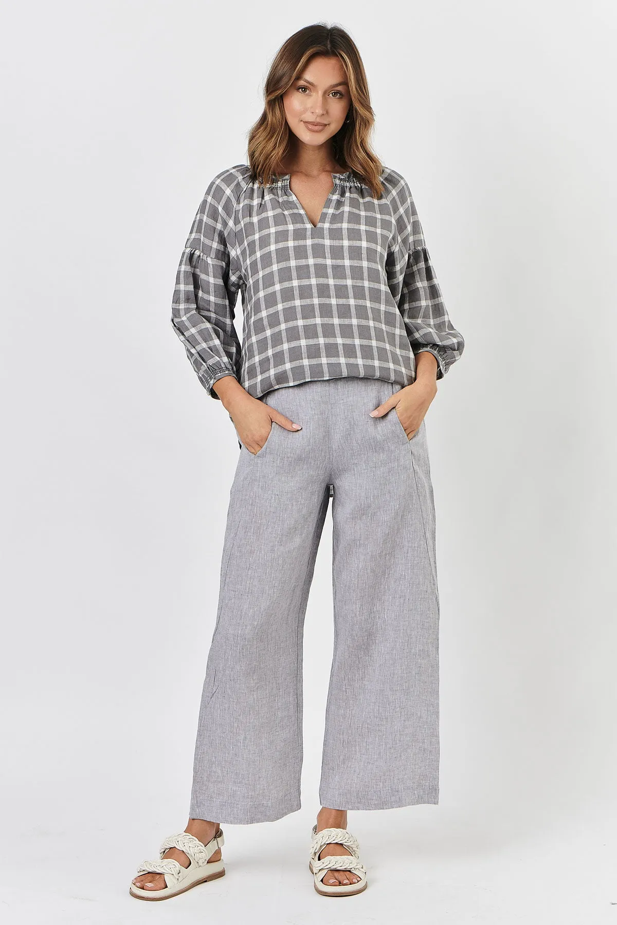 GA412 Linen Blouse - Gargoyle