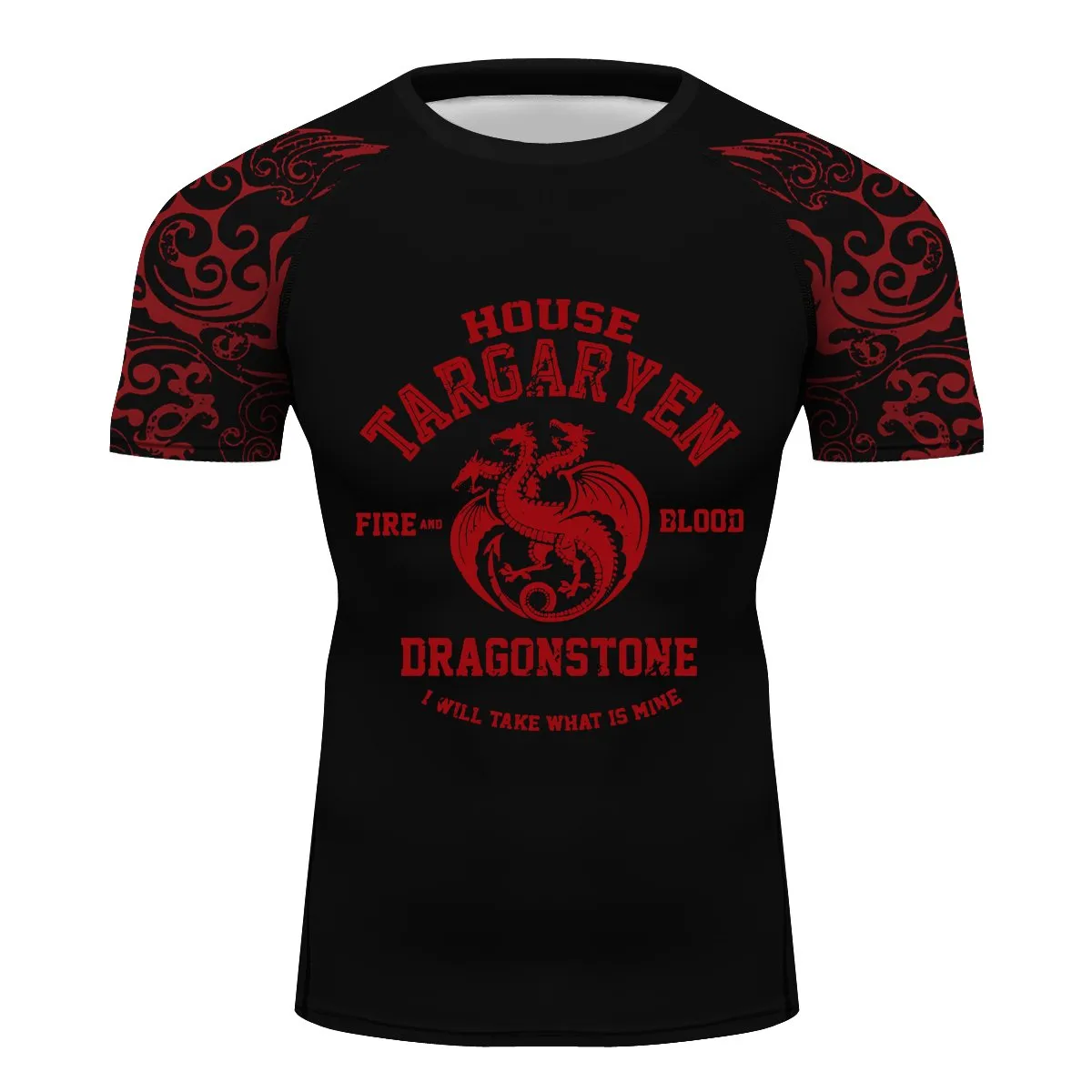 Game of Thrones House Targaryen Full Printing short Sleeve T-shirt Gym Sport