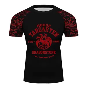 Game of Thrones House Targaryen Short Sleeve Compression Shirt - BJJ, MMA, Muay Thai