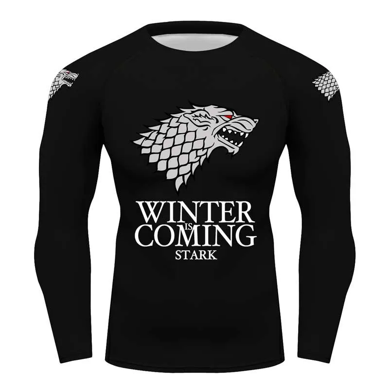 Game of Thrones Stark Ayrrn Lannister Greyjoy Bolton shirt long sleeve rashguar men Fitness Top