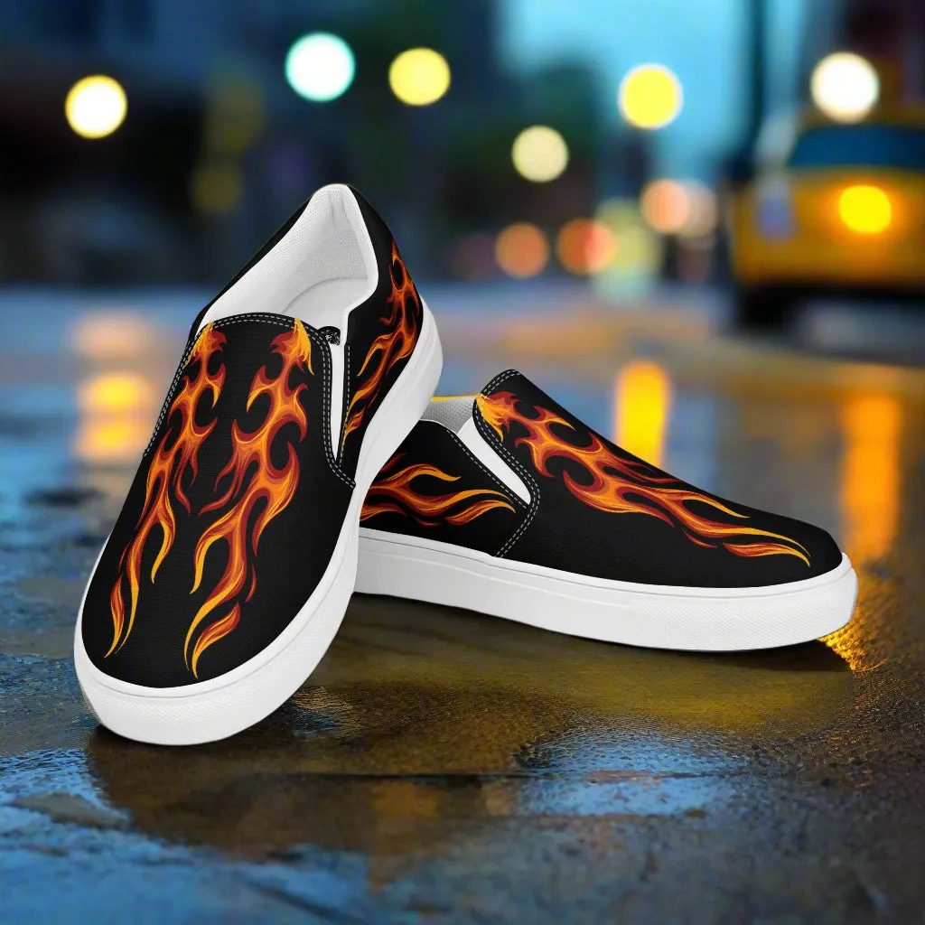 GeoMetro Women's Tribal Flame Design Slip On Canvas Shoes