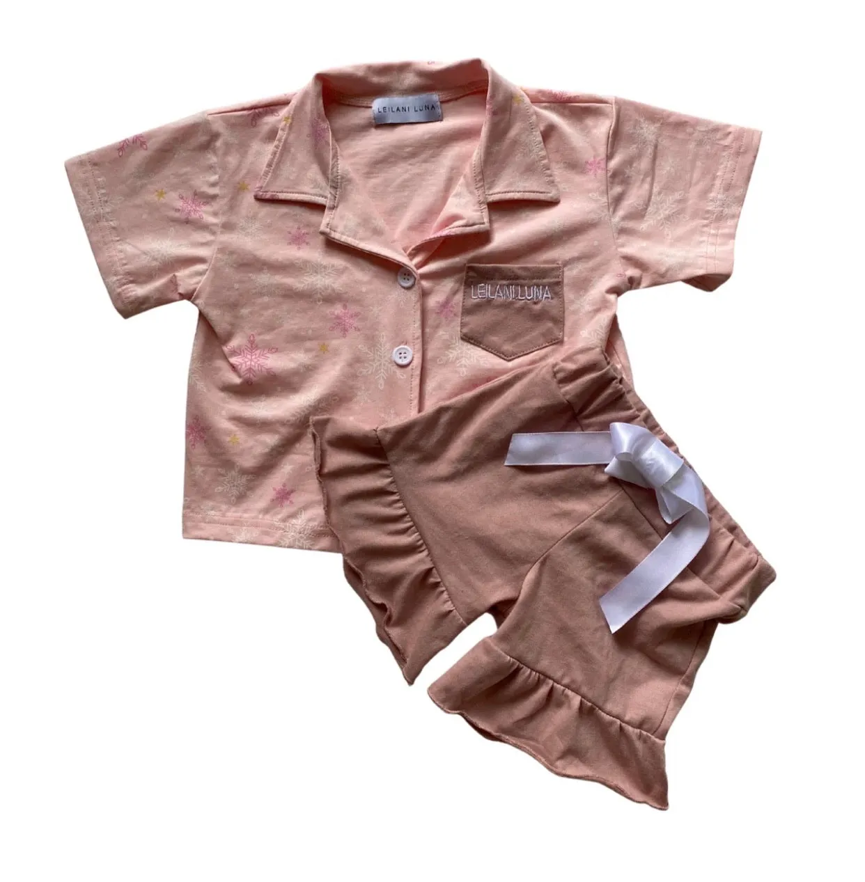 Girls Christmas Snowflake Sleepwear Set