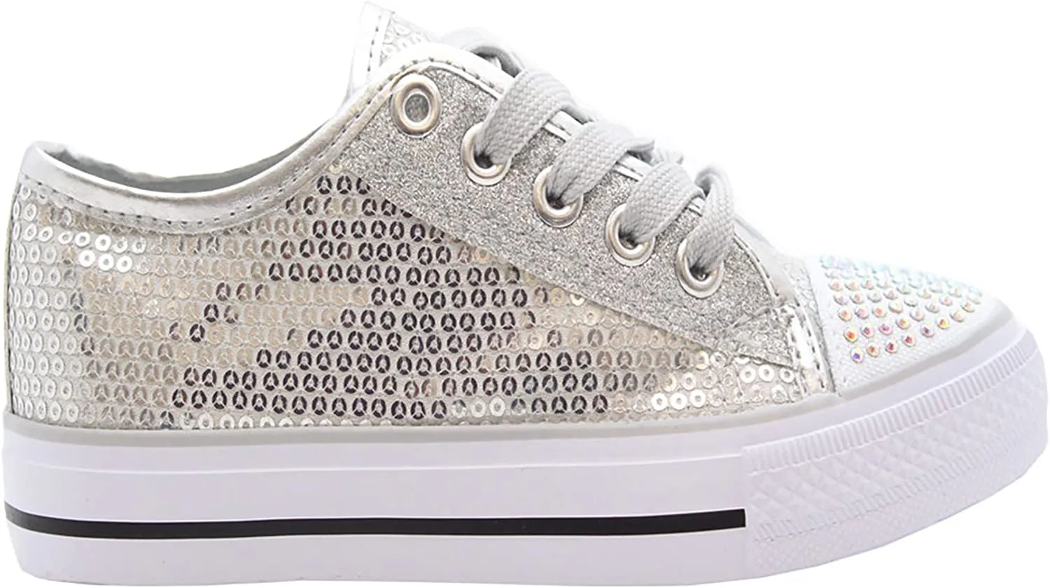 GIRLS DIAMANTE CANVAS SHOES CHILDRENS CASUAL PUMPS PLIMSOLLS SNEAKERS TRAINERS