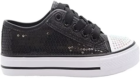 GIRLS DIAMANTE CANVAS SHOES CHILDRENS CASUAL PUMPS PLIMSOLLS SNEAKERS TRAINERS