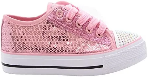 GIRLS DIAMANTE CANVAS SHOES CHILDRENS CASUAL PUMPS PLIMSOLLS SNEAKERS TRAINERS