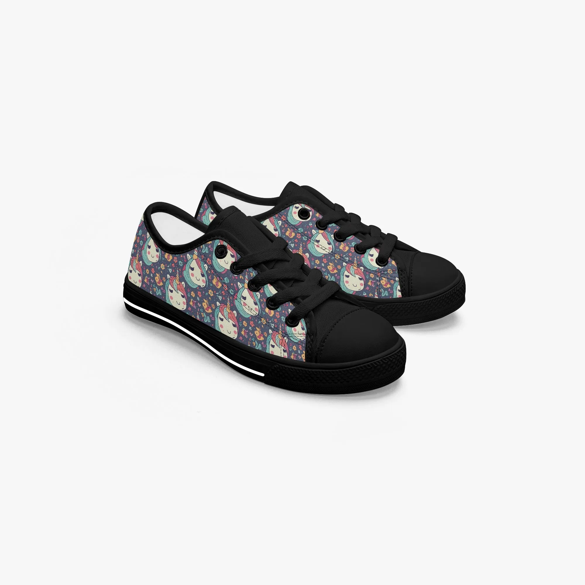 Girl's Kid’s Low-Top Canvas Shoes-Black