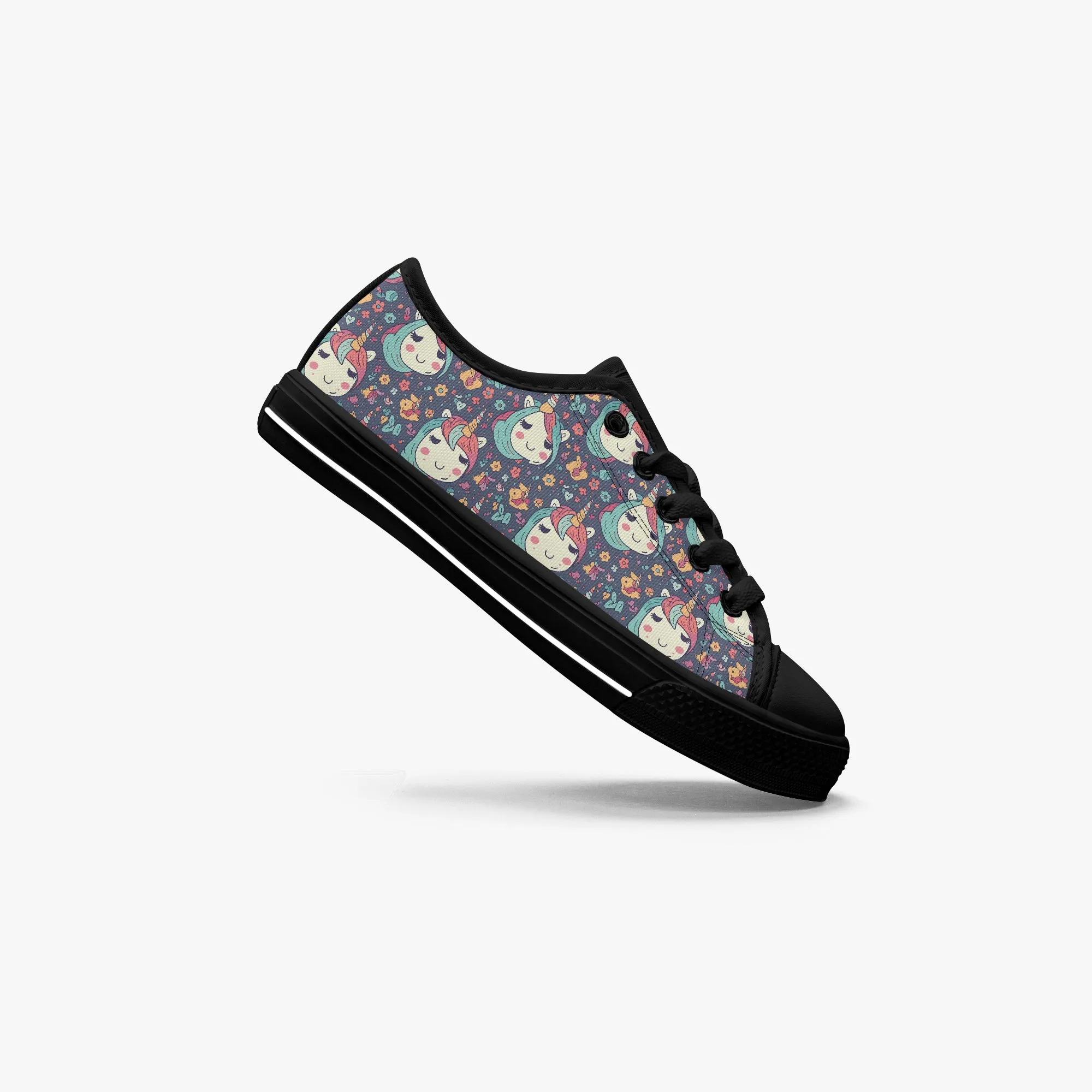 Girl's Kid’s Low-Top Canvas Shoes-Black