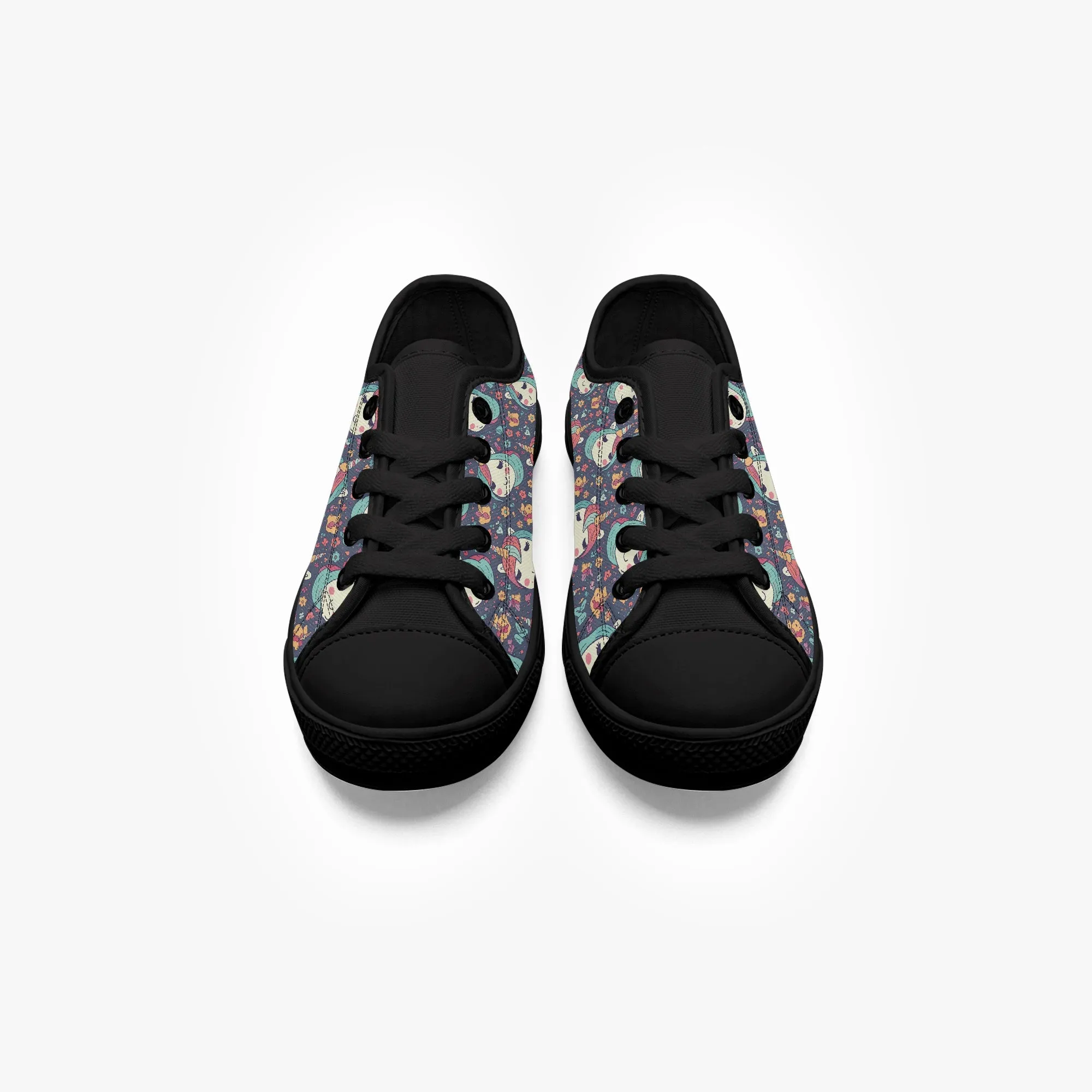 Girl's Kid’s Low-Top Canvas Shoes-Black