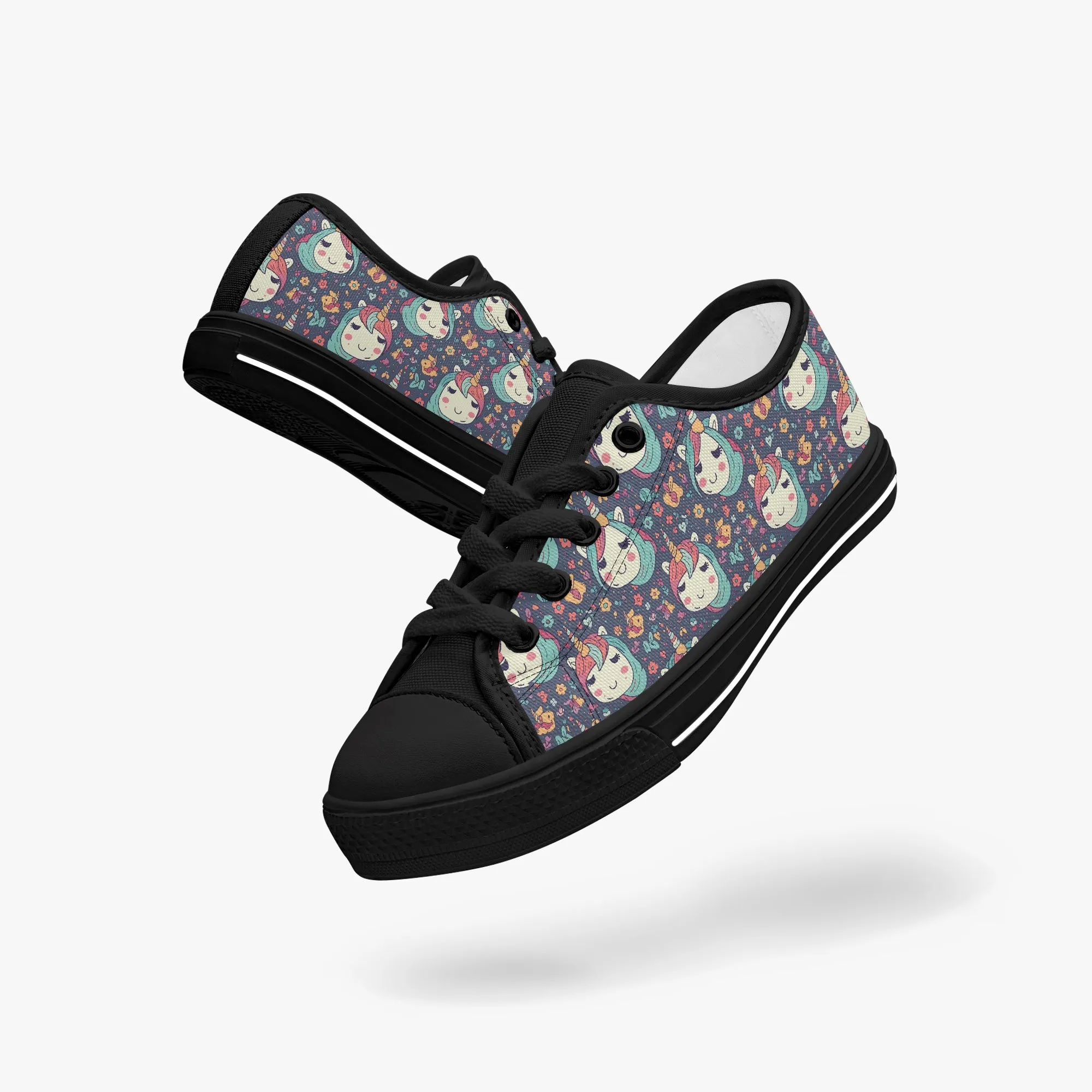 Girl's Kid’s Low-Top Canvas Shoes-Black