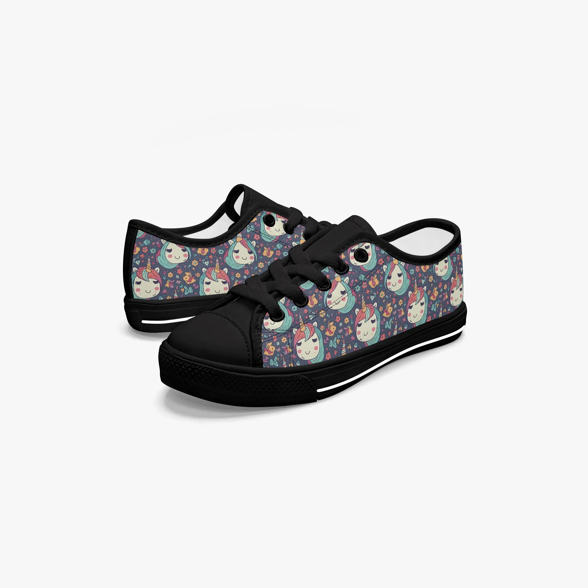 Girl's Kid’s Low-Top Canvas Shoes-Black