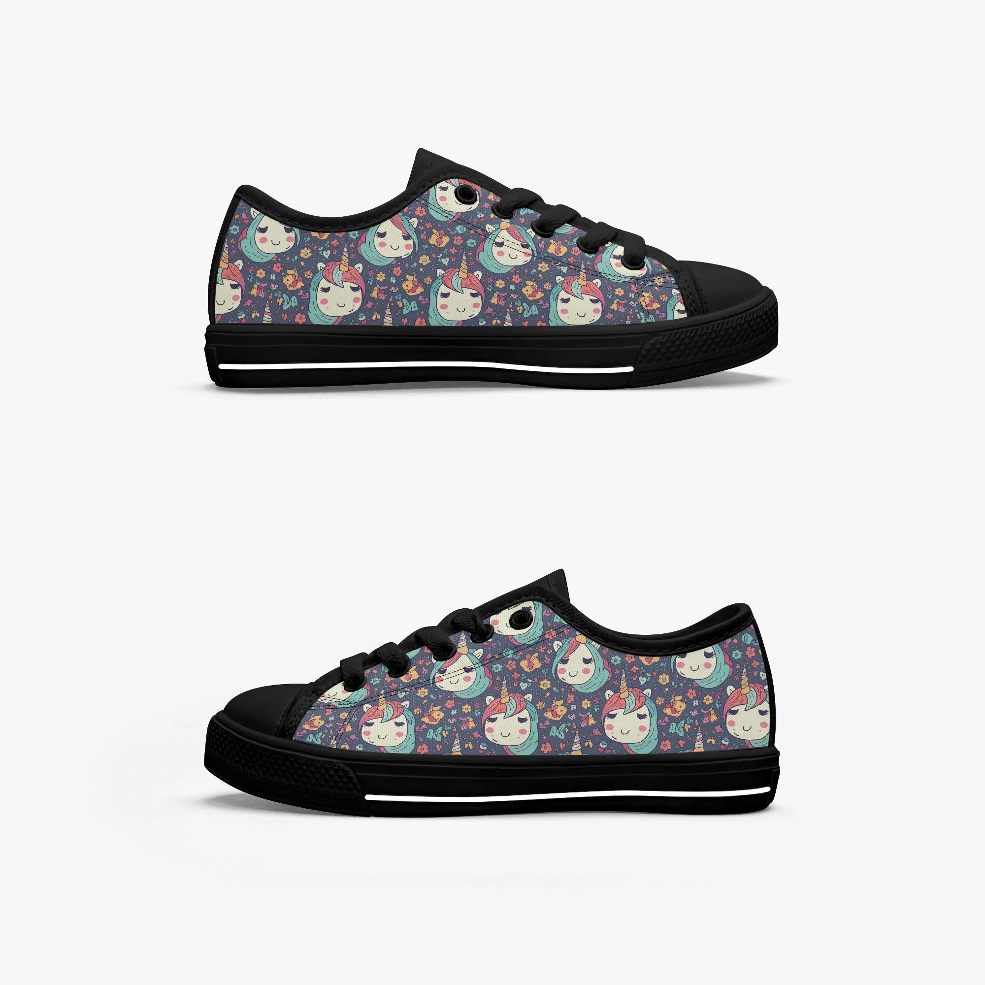 Girl's Kid’s Low-Top Canvas Shoes-Black