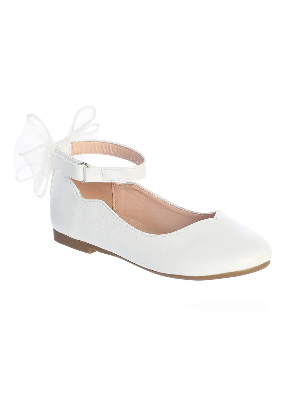 Girls Matte Flatts with Organza Bow Back