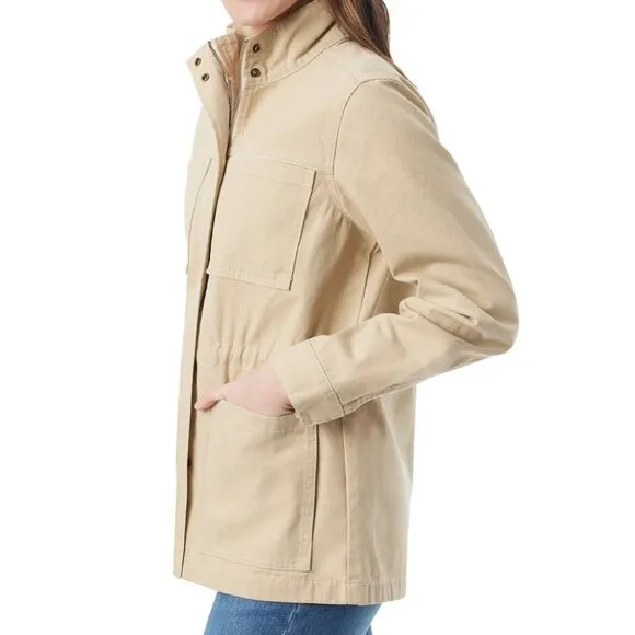 Gloria Vanderbilt Khaki Tan Cotton Canvas Anorak Utility Jacket Size XXL