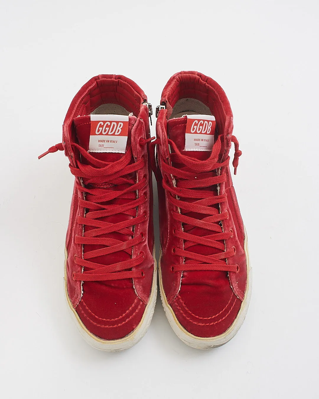 Golden Goose Red Velvet High Top Sneakers - 38