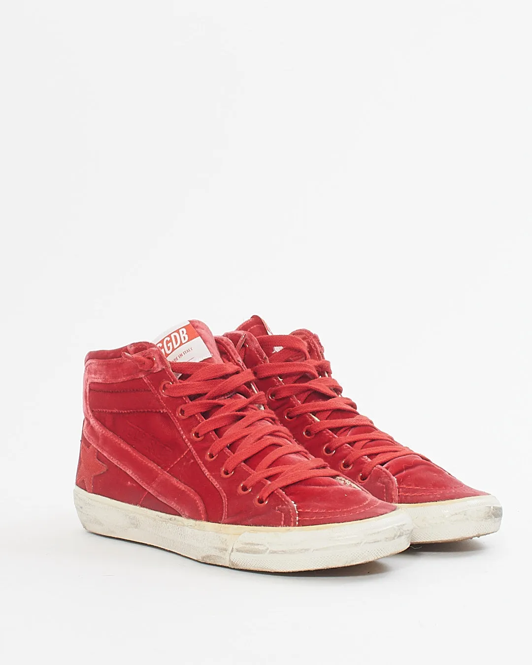 Golden Goose Red Velvet High Top Sneakers - 38