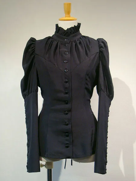 Gothic Lolita Shirt Ruffle Lace Up Button White Lolita Top