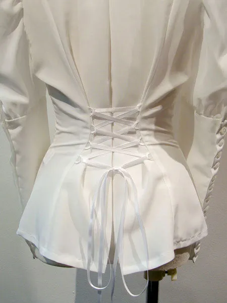 Gothic Lolita Shirt Ruffle Lace Up Button White Lolita Top