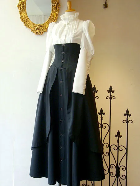 Gothic Lolita Shirt Ruffle Lace Up Button White Lolita Top
