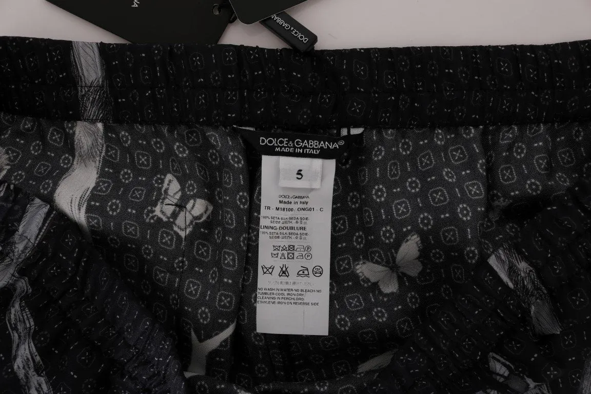Gray Monkey Print SILK Pajama Pants
