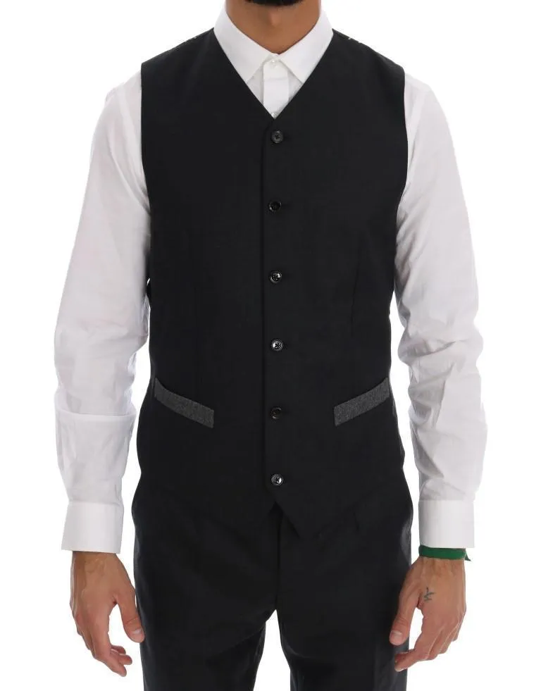 Gray Wool Double Breasted 3 Piece Suit