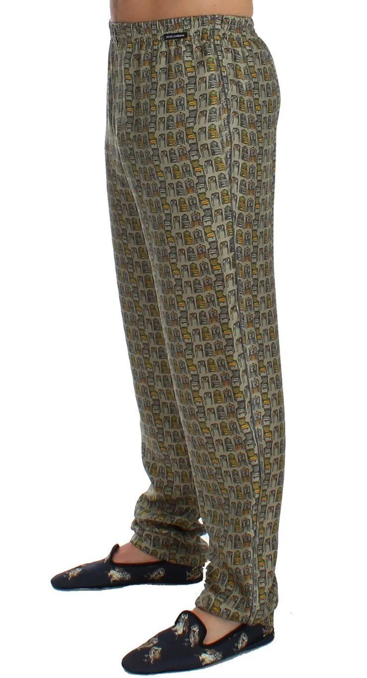 Green SILK Pajama Lounge Pants
