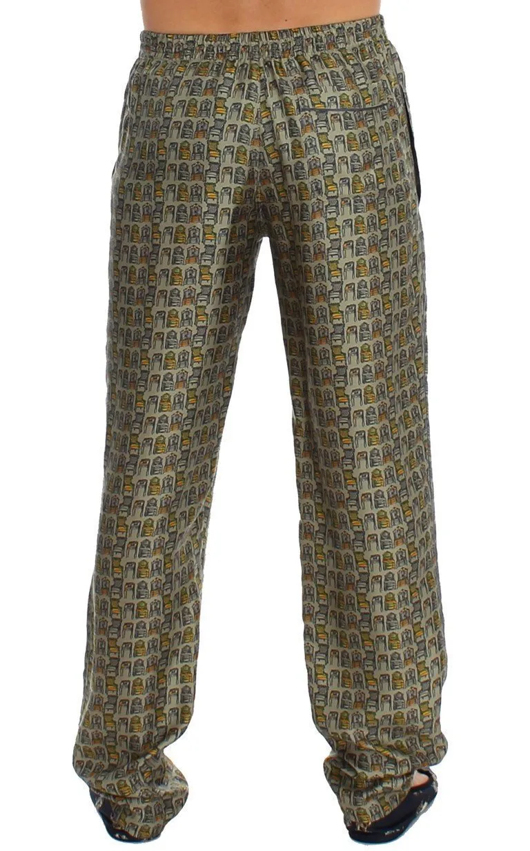 Green SILK Pajama Lounge Pants