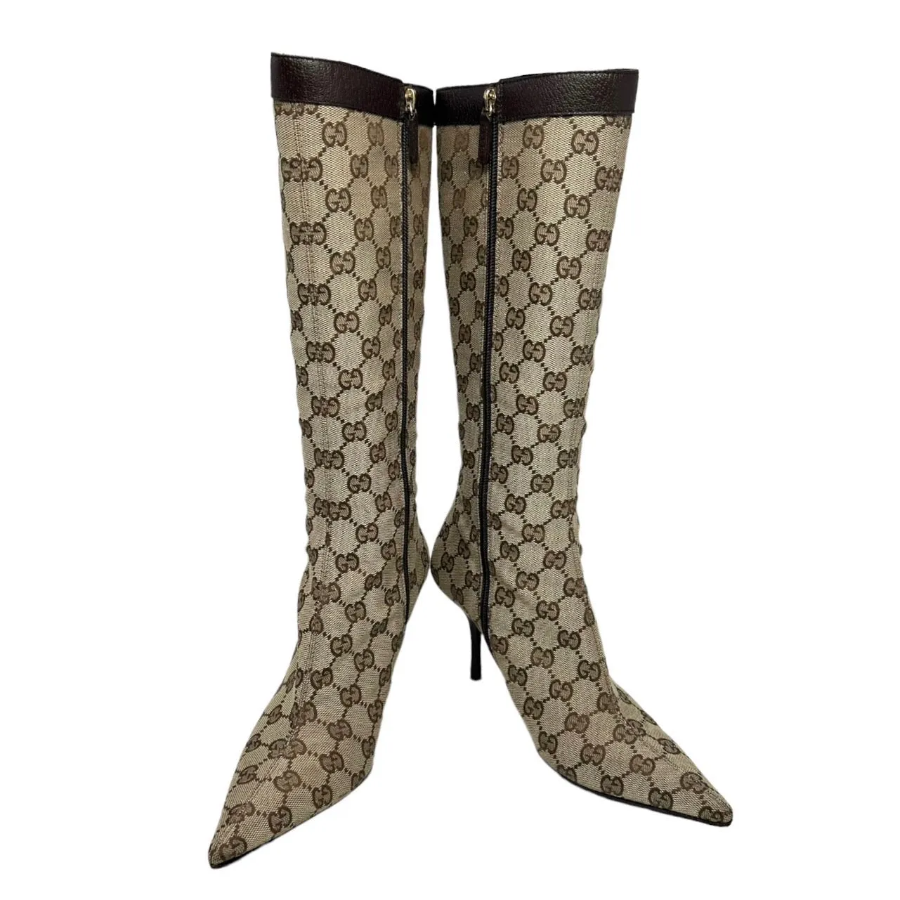 Gucci Brown Monogram Tall Boots