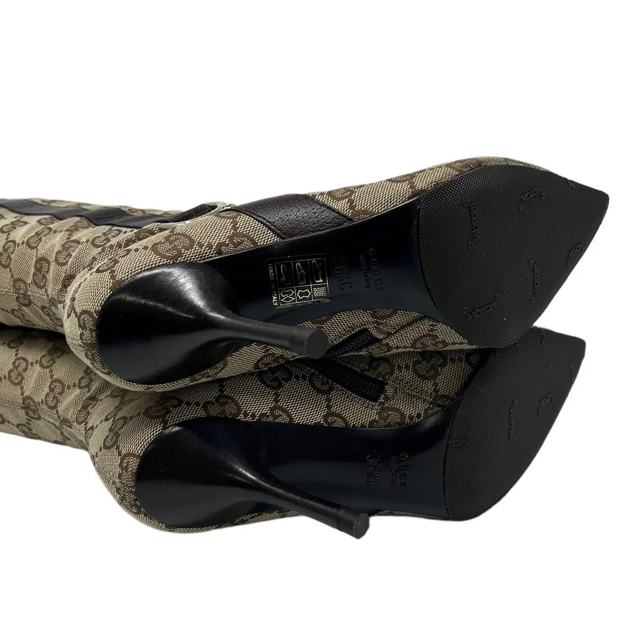 Gucci Brown Monogram Tall Boots