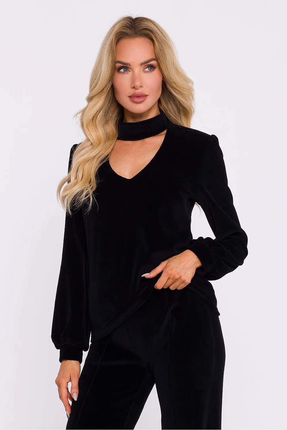 Halter Neck Button-Back Blouse