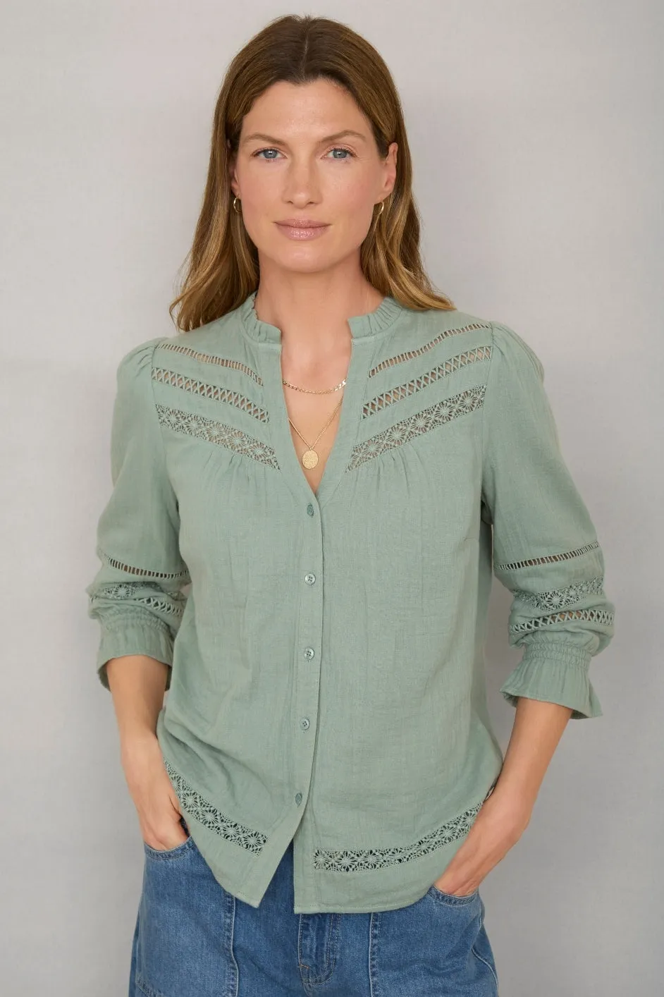 Harper Blouse - Thyme Green