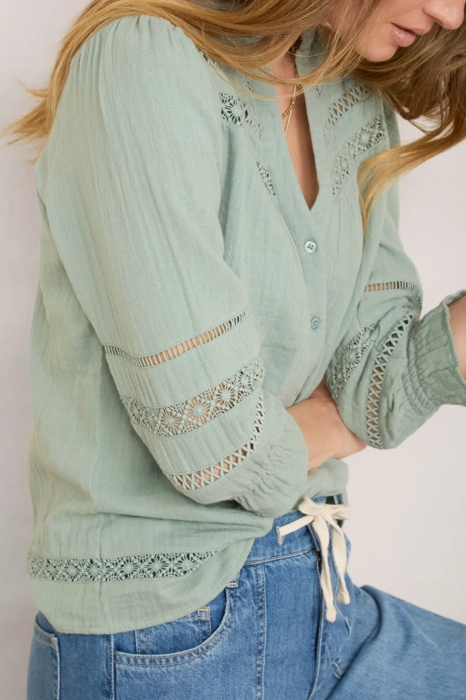 Harper Blouse - Thyme Green