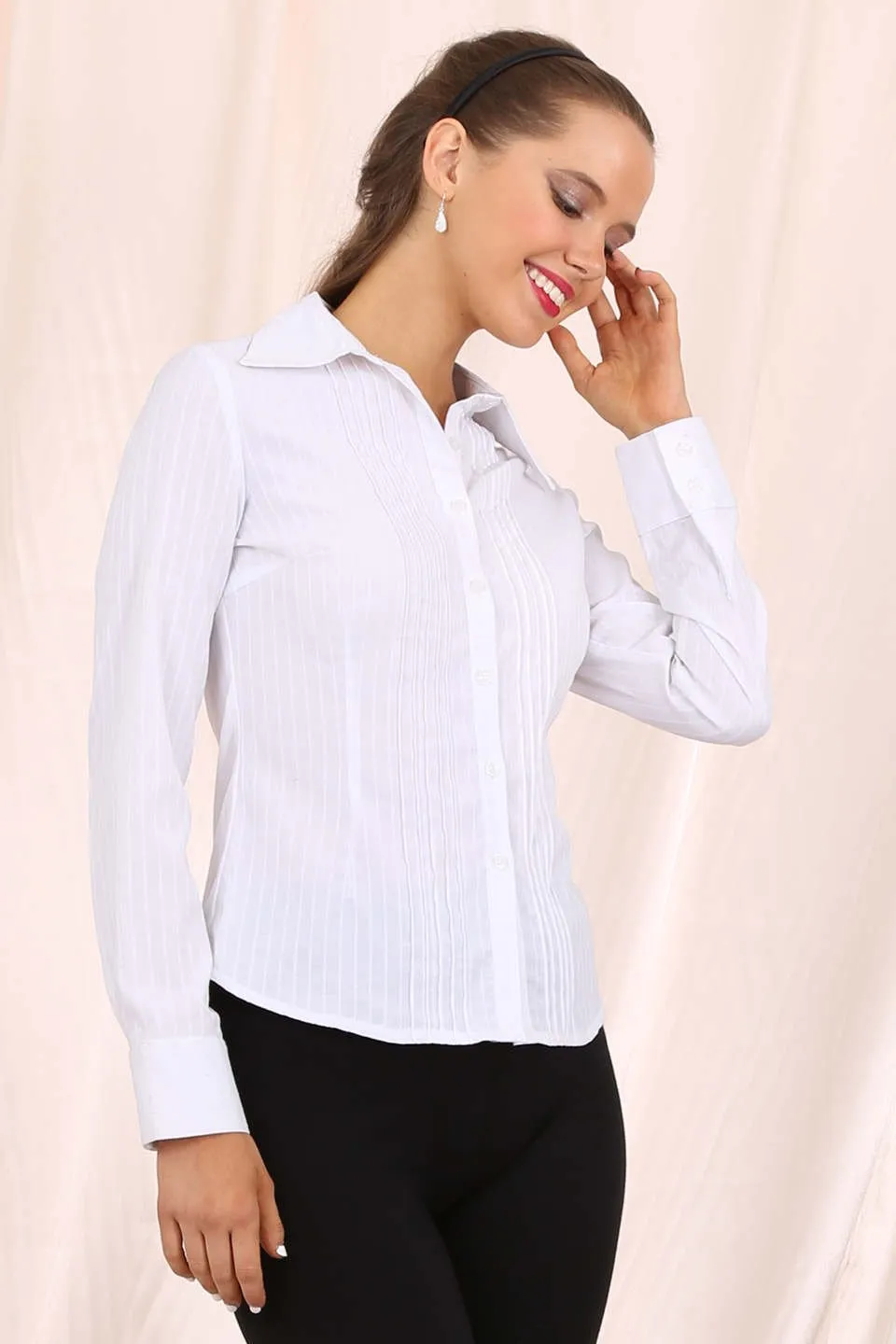 Hayden long sleeve button up shirt business shirt - white
