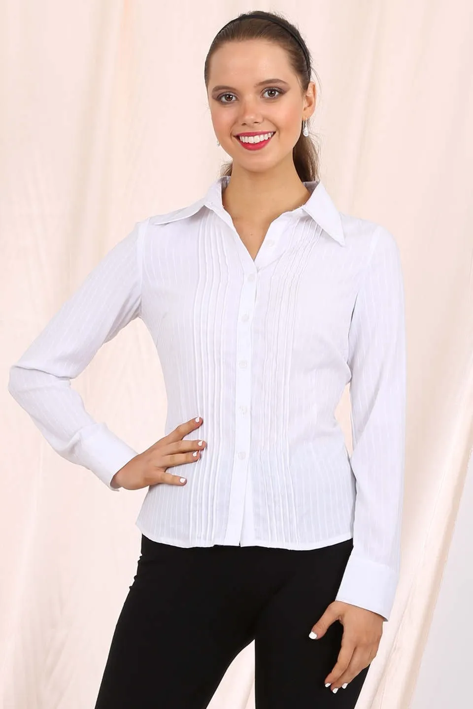 Hayden long sleeve button up shirt business shirt - white