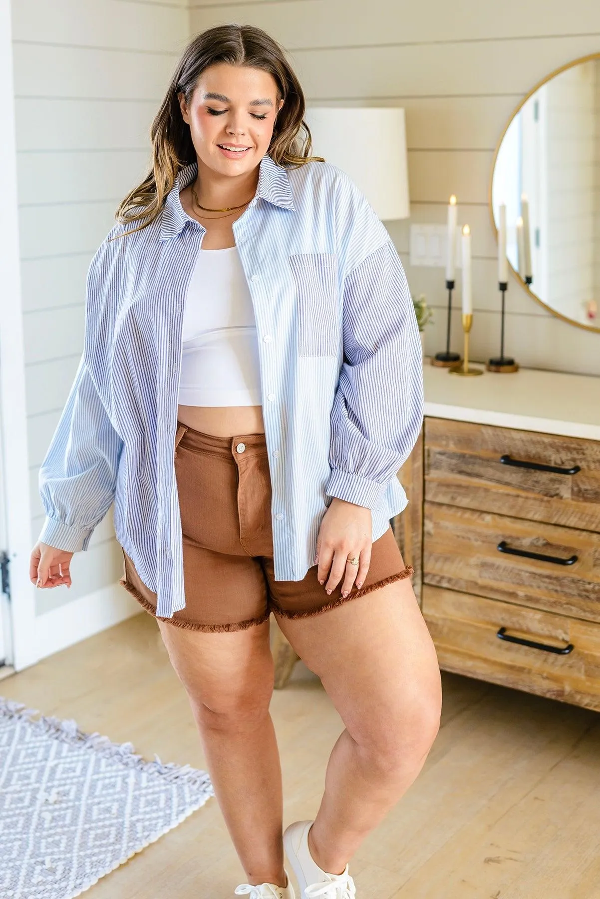 Hazel Blues® | Yours or Mine Striped Button Down