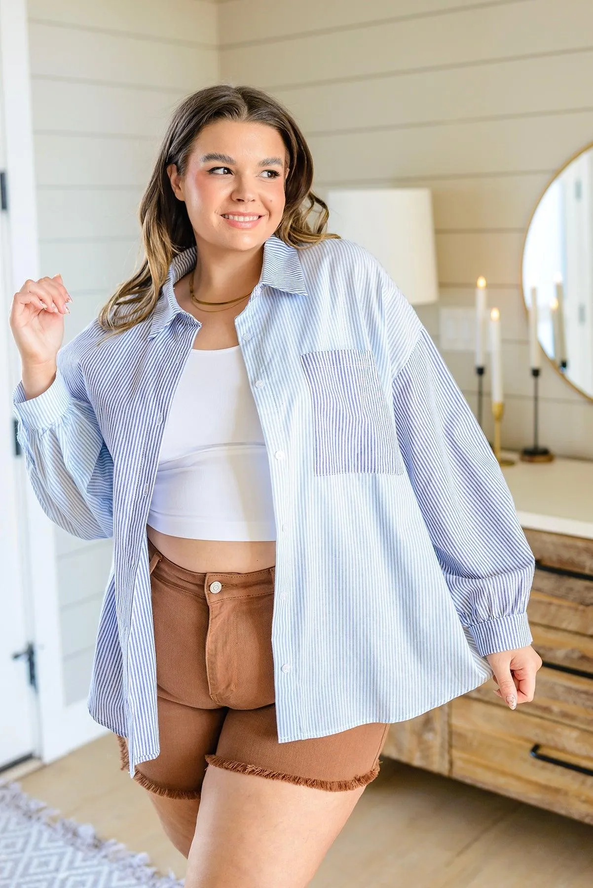 Hazel Blues® | Yours or Mine Striped Button Down