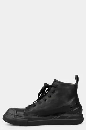 High top laced leather sneakers