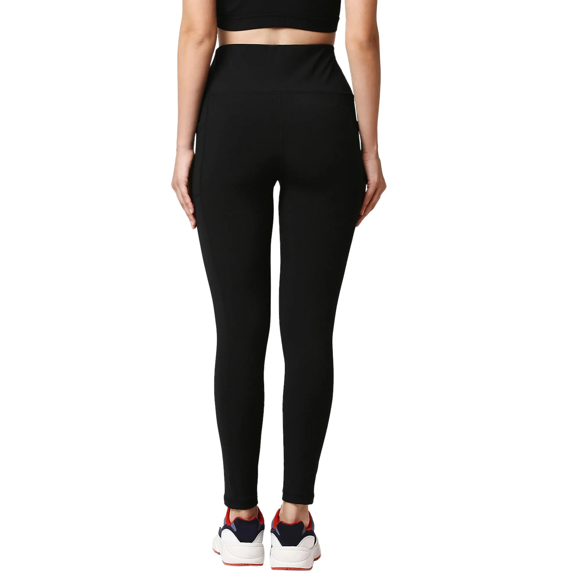 High Waist Ankle Length Sports Leggings With Pockets