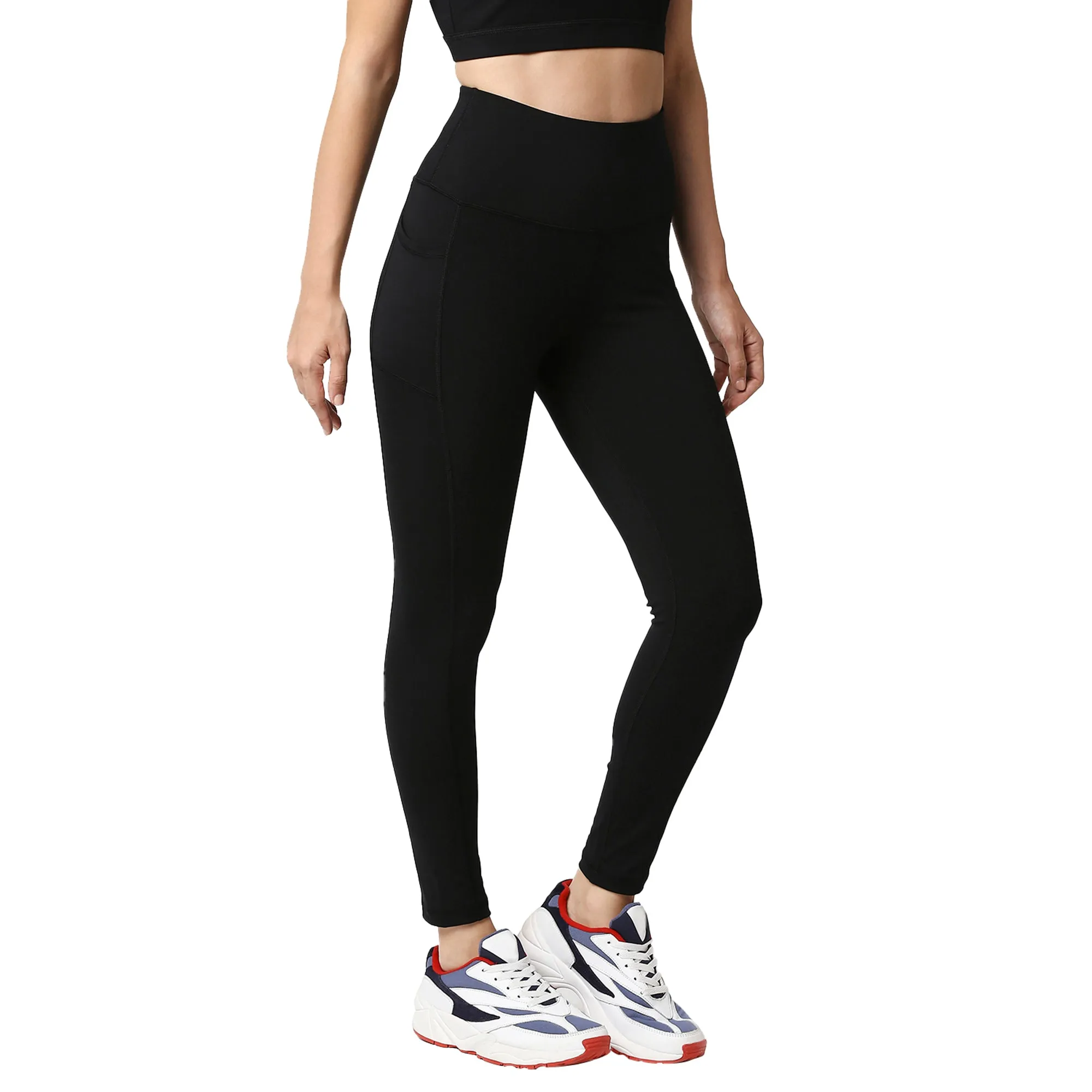High Waist Ankle Length Sports Leggings With Pockets