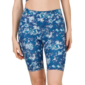 High Waist Knee Length Printed Sports Shorts With Pocket
