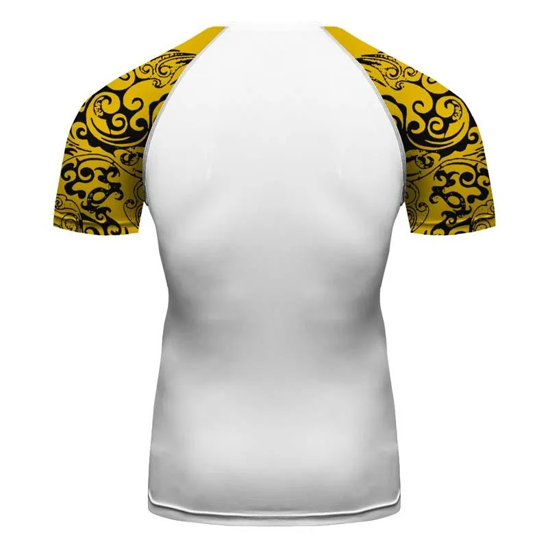 Hufflepuff Harry Potter Short Sleeve Compression Shirt - BJJ, MMA, Muay Thai