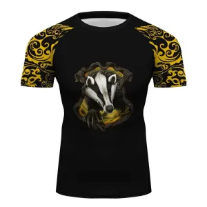 Hufflepuff Harry Potter Short Sleeve Compression Shirt - BJJ, MMA, Muay Thai