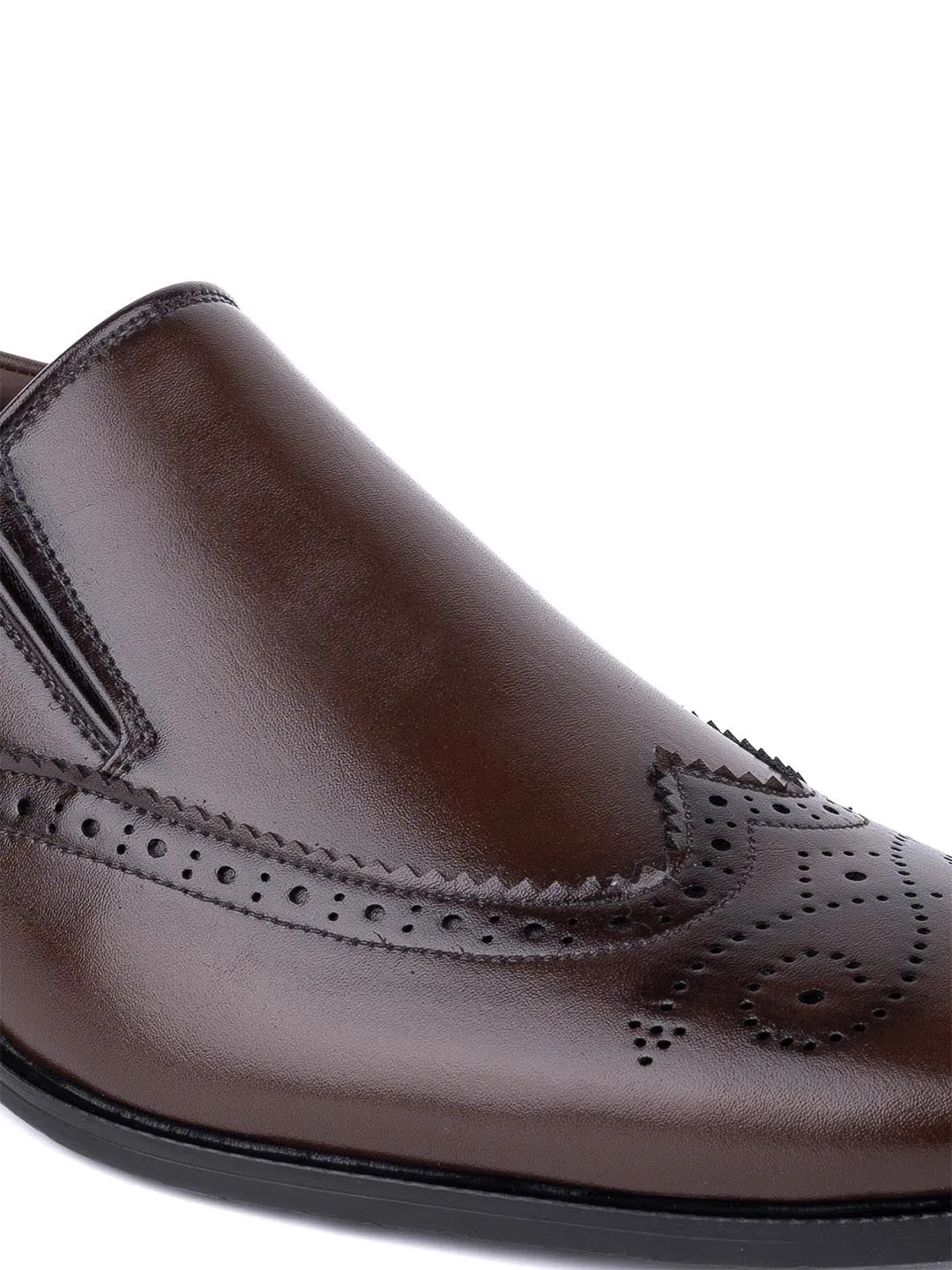 Hydes N Hues Men Brown Textured Slip-On Shoes