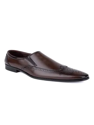 Hydes N Hues Men Brown Textured Slip-On Shoes