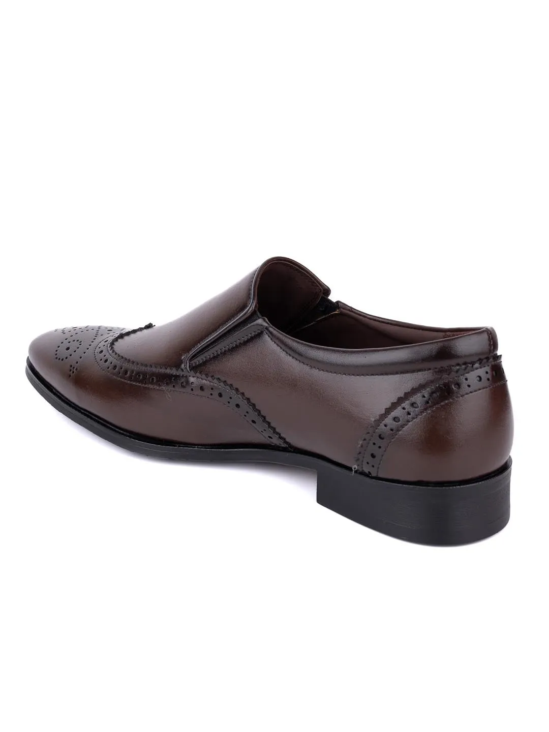 Hydes N Hues Men Brown Textured Slip-On Shoes