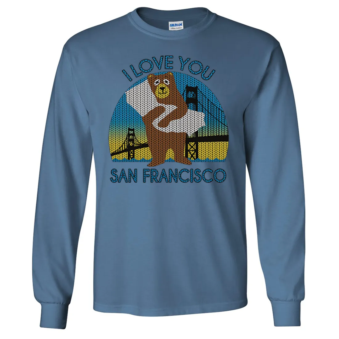 I Love You SF Knit Style Bear Long Sleeve Shirt